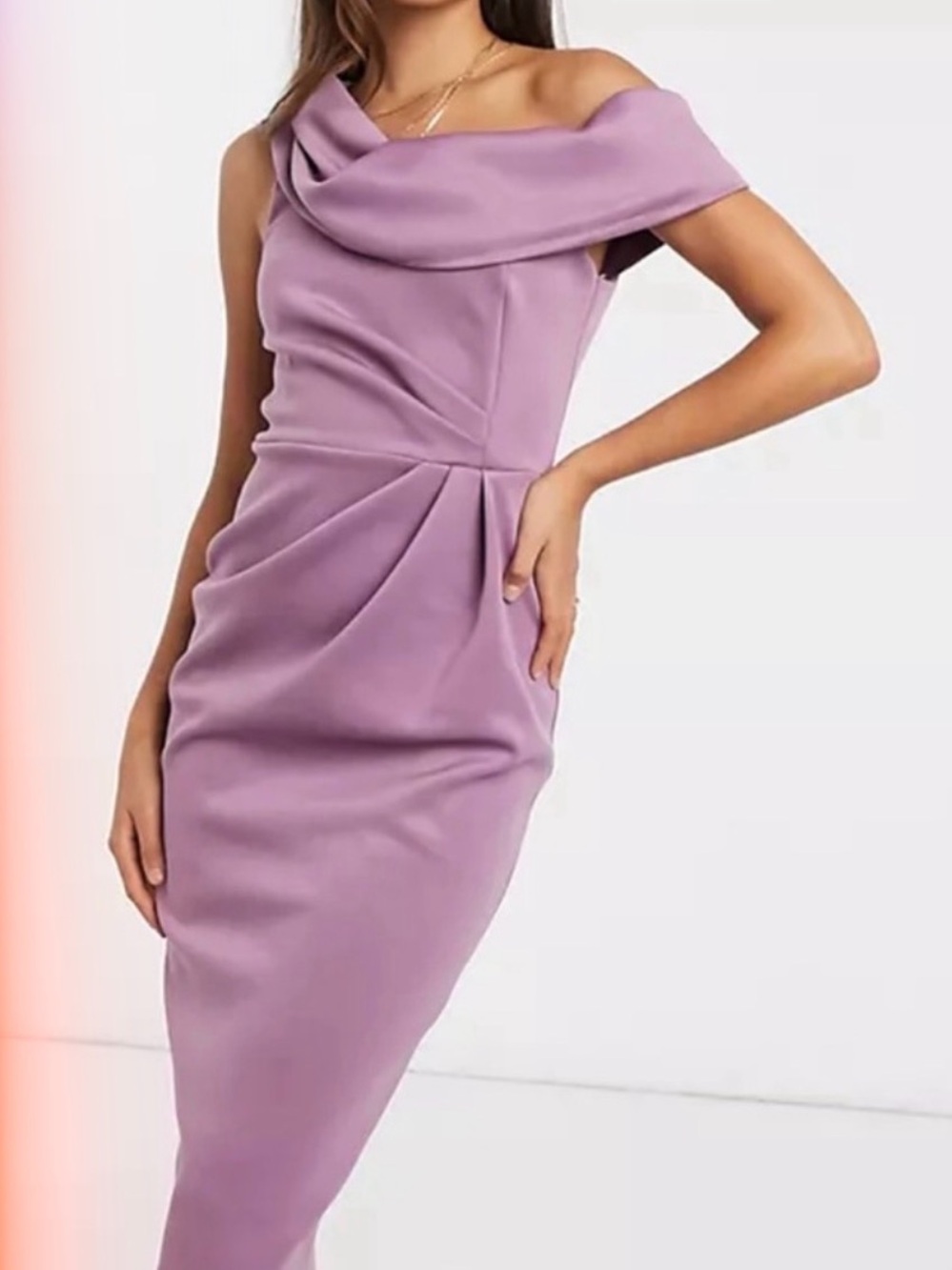 ASOS Lilac Off-Shoulder Midi Dress